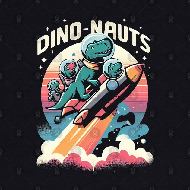 "Dino-Nauts" Dinosaurs in a Rocketship in Outer Space by SimpliPrinter